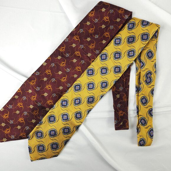 2 Jos A Bank Signature Collection Floral Flower Silk Ties - Picture 1 of 10